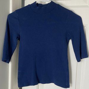 Zara Ribbed Mock Neck Fitted Cropped Tee Tshirt